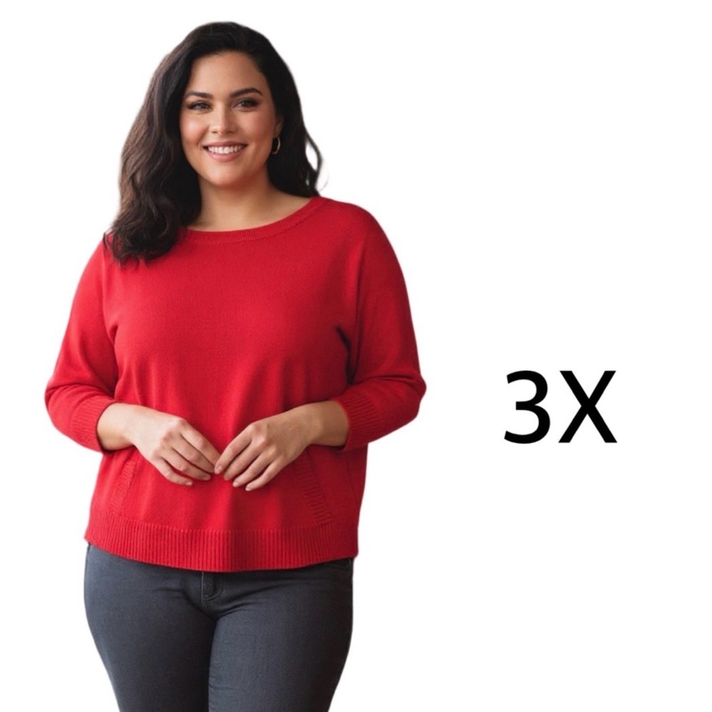 Tint and Shadow Women’s Red Knit Sweater Size 3X Plus Relaxed Fit Pockets